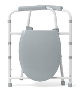 Folding Steel Elongated Commode  - White