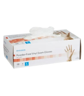GLOVE, EXAM VNYL LG N/S (150/BX  Beaded Cuf Non-Sterile Ambidextrous Mckesson - Wine, S, none, none