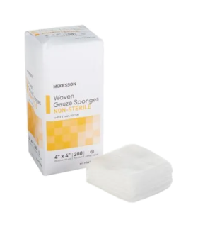 Gauze Sponge McKesson Cotton 12-Ply 4 X 4 Inch Square NonSterile - Yellow