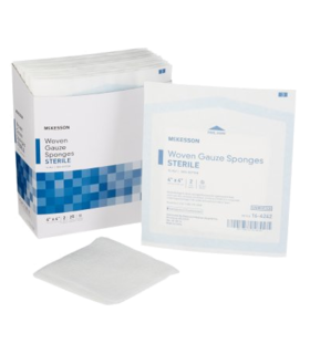 Gauze Sponge McKesson Cotton 12-Ply 4 X 4 Inch Square Sterile - White