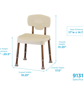 Heavy Duty Bath Seat With Back BARIATRIC lightweight 500 lb - Gold, none, Up to 500 lbs., none
