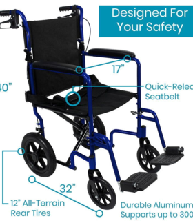 Transport Wheelchair Vive health  - Blue