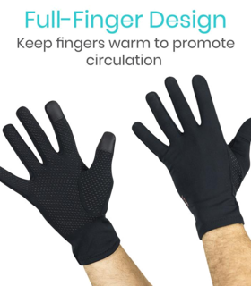 Copper Full Finger Arthritis Gloves  vive - Black, L