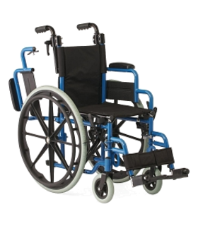  Wide Kidz Pediatric Wheelchair with Telescoping Handles  - Blue