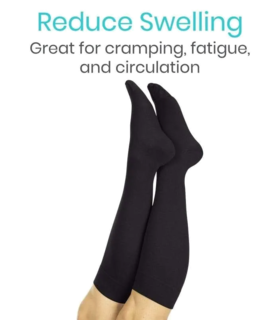 Knee high Compression Stockings  Breathable WIDE 15-20 Vive Health - Black, S, none, none