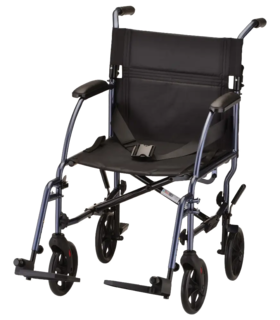 Lightweight Transport Chair with Removable Wheels - 19" with Swing Away Footrests - Blue - Blue