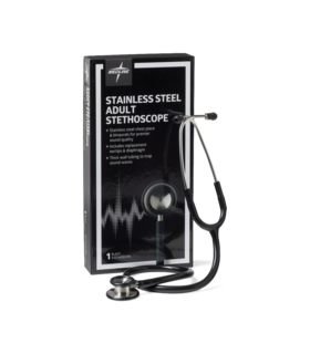  Adult Stainless Steel Stethoscope Medline - Black