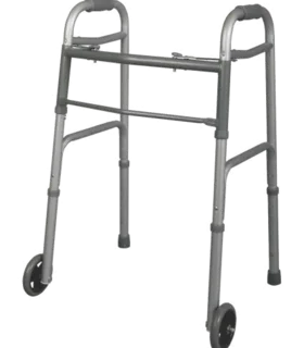Medline 2-Button Folding Aluminum Junior Walker with 5in Wheels 300lbs