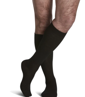  Men's Casual Cotton 186 Calf High Compression Socks - Black