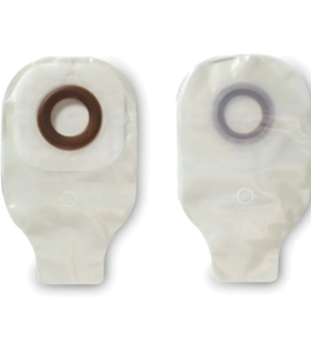 Ostomy Pouch Karaya 5 One-Piece System 9 Inch Length, Pre-Cut 7/8 Inch Stoma Drainable - Transparent