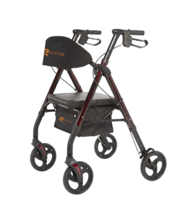 ROYAL DELUXE UNIVERSAL - ALUMINUM 4 WHEEL ROLLATOR WITH UNIVERSAL HEIGHT ADJUSTMENT  Laser Red - Red