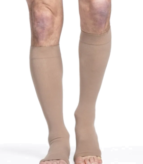 SIGVARIS Essential Cotton Calf High, Open Toe, 20-30mmHg - Beige