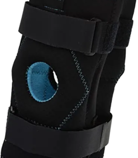 Stabilizing Double Hinged Knee Wrap Brace Donut patella Wrap-around  - Black, Small/Medium
