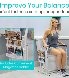 Stand Alone Toilet Rail  - Silver