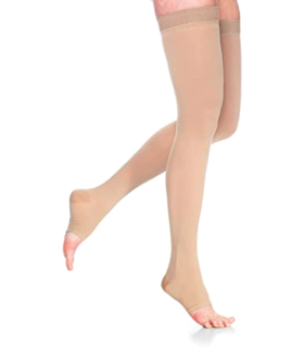  Thigh High Compression socks W/ Grip Top , Open Toe  Unisex Sigvaris - Gray, L, none, none