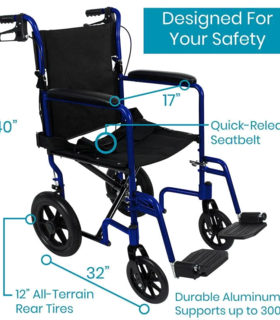 Transport Wheelchair  - Blue
