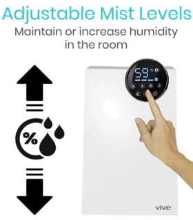 Ultrasonic humidifier 4 MODE ADJUSTABLE compact Vive Health - Black