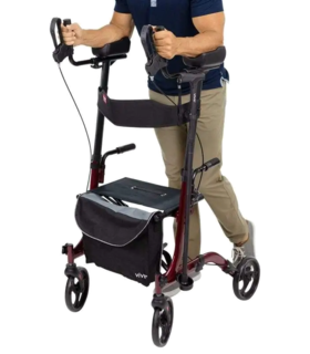 Upright Rollator - Walker with Foldable Transport Seat  Vive health - Black, M,  up to 300 lbs., none