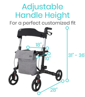 Walker Rollator - Lightweight Foldable Walking Transport - Black