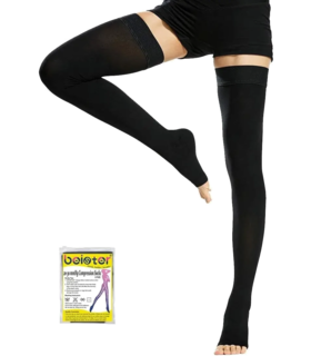  Women’s Open Toe Thigh-Highs  compression sock  Sigvaris 20-30mmHg - Black, M, none, none