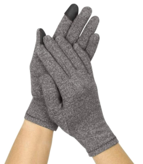 Full Finger Arthritis Gloves Digital Touchscreen Tips Vive Health - Gray, S