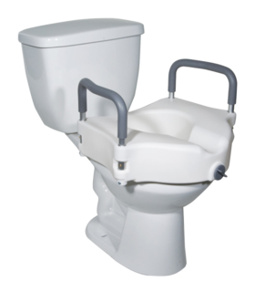 2-in-1 Locking Raised Toilet Seat with Tool-free Removable Arms - White