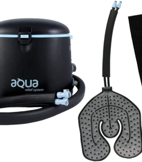 Cryotherapy and Hot Water Therapy System -  Circulating Personal Heat/Cooling Device by Aqua Relief with Universal Pad for Knee, Elbow, Shoulder, Back Pain, Aches, Swelling, Sprain, Injuries - Black
