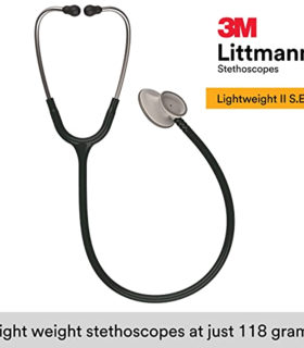Littmann Lightweight II S.E. Stethoscope, Black Tube, 28 - Black