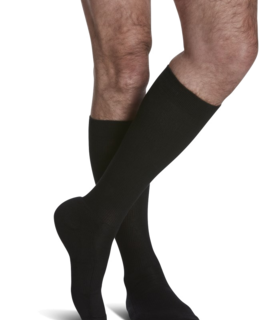 Men's Cushioned Cotton 182 Calf High Compression Socks 15-20mmHg - Black