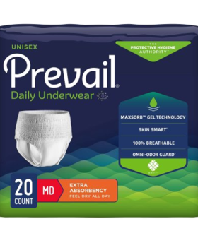 Unisex Adult Absorbent Underwear Prevail® Daily Underwear Pull On with Tear Away Seams - White, Medium