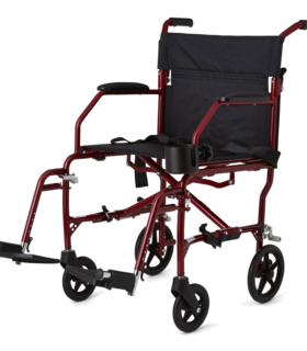Ultralight Transport Mobility Wheelchair, 19" Wide Medline  - Red