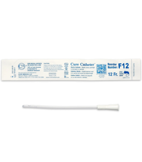 Cure Medical™ Urethral Catheter, Straight Tip, 6" Length, 12FR, 30 per Box - White