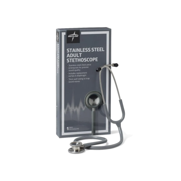 Adult Elite Stainless Steel Stethoscope Durable, 22-inch Medline MDS92260