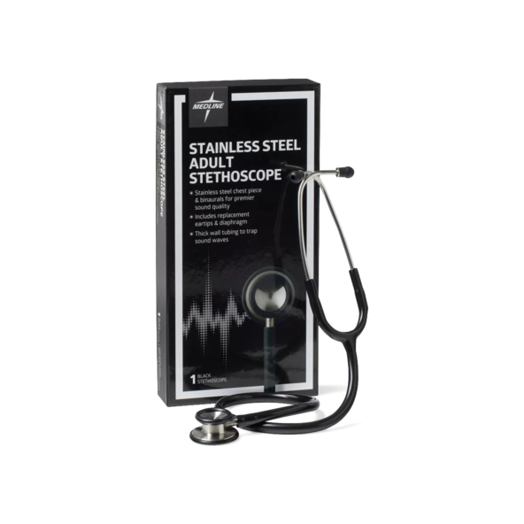 Adult Elite Stainless Steel Stethoscope Durable, 22-inch Medline MDS92270