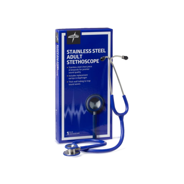 Adult Elite Stainless Steel Stethoscope Durable, 22-inch Medline MDS92270