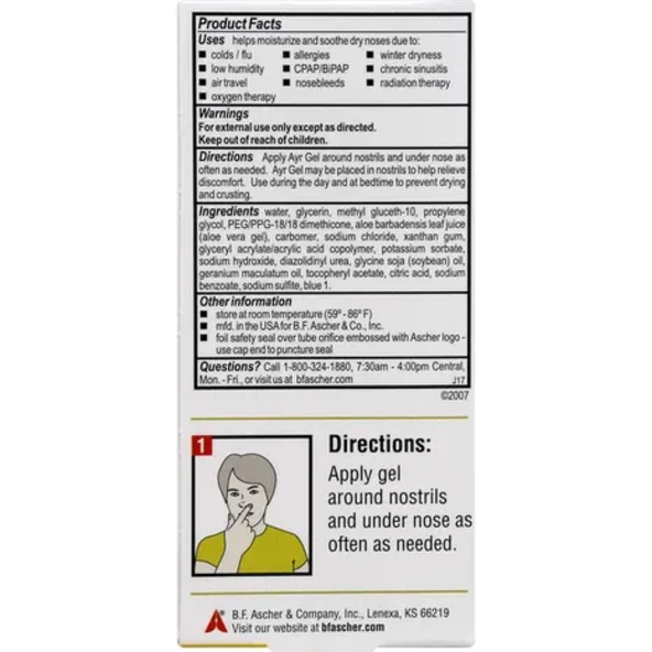 Ayr Saline Nasal Gel0.5oz compatible with nasal membranes ayr