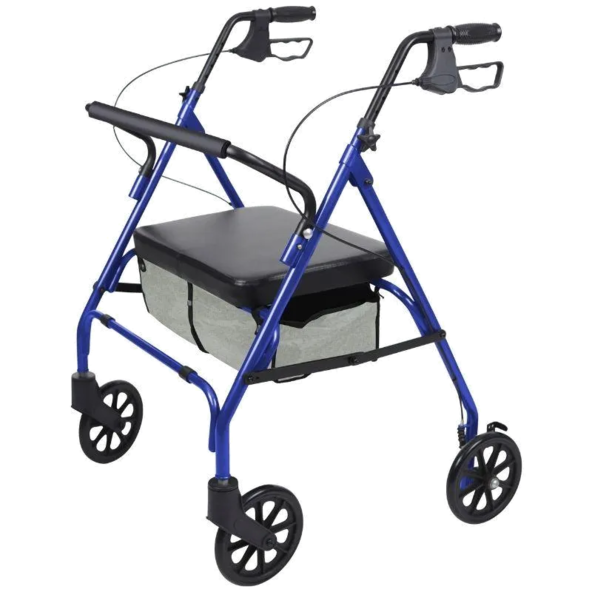 Bariatric steel Rollator WIDE PADDED SEAT AND BACKREST Vive Health MOB1040BLU