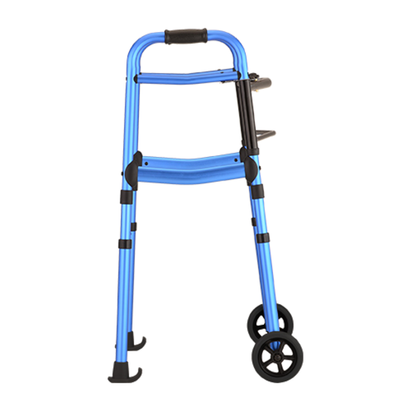 Blue Folding Walker with 5″ Wheels, Walker Skis, and Mobility Bag 4081BW5