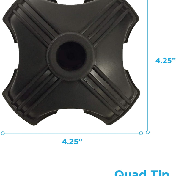 Cane Tip, Quad cane Tip with Rubber Grip 652308134354