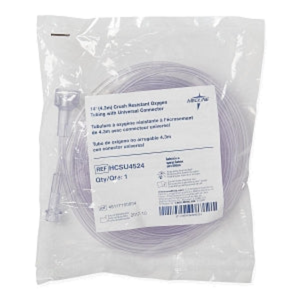 Clear Oxygen Tubing with Universal Connector 14 FT HCSU4524H   