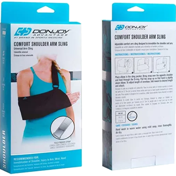 Comfort Shoulder Arm Sling Fully padded strap Immobilization Donjoy BEL-DA161AR01-BLK