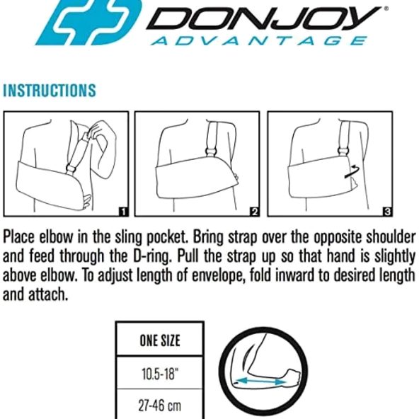 Comfort Shoulder Arm Sling Fully padded strap Immobilization Donjoy BEL-DA161AR01-BLK