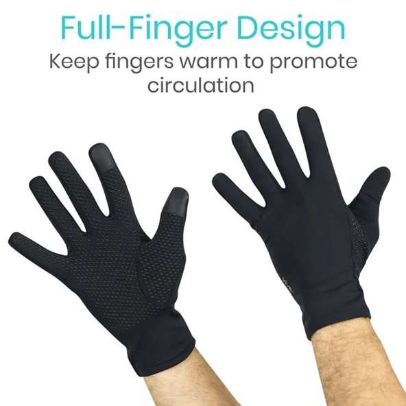 Copper Full Finger Arthritis Gloves WORKS WITH TOUCHSCREENS vive SUP2063BLKL