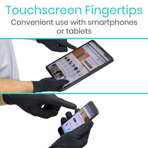 Copper Full Finger Arthritis Gloves WORKS WITH TOUCHSCREENS vive SUP2063BLKXL