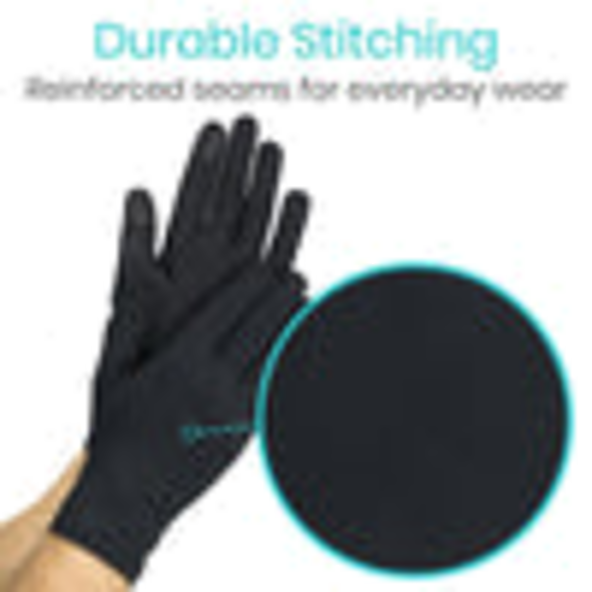 Copper Full Finger Arthritis Gloves WORKS WITH TOUCHSCREENS vive SUP2063BLKXL