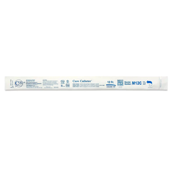 Cure Catheter® Urethral Catheter, Coude Tip, Uncoated PVC, 12FR, 16 Inch, 30 per Box 781484