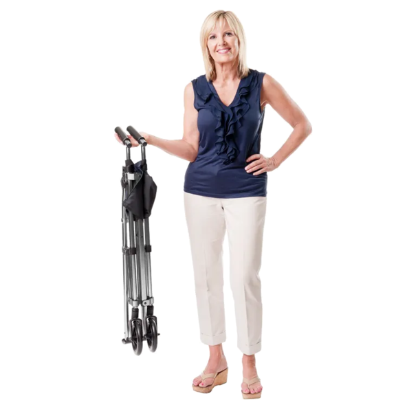 EZ Fold-N-Go small LIGHTWEIGHT walker ADJUSTABLE HANDLE HEIGHTS STR-4300-BW