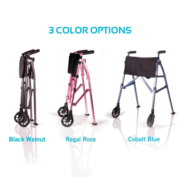 EZ Fold-N-Go small LIGHTWEIGHT walker ADJUSTABLE HANDLE HEIGHTS STR-4300-BW