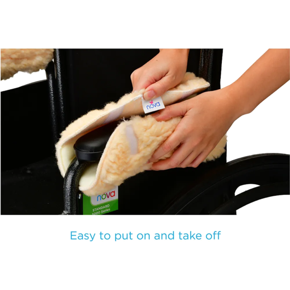 FLEECE ARM CUSHION COVERS for wheelchair pair EASILY ATTACHES Nova 2624-R