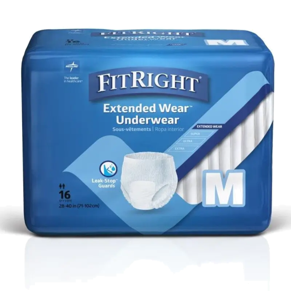 FitRight Extended Wear Underwear Unisex Overnight Absorbency M 28in–40in 64Ct - MSC53005 